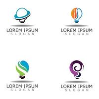 Bulb smart logo idea design of digital colorful symbol and icon lamp vector