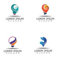 Bulb smart logo idea design of digital colorful symbol and icon lamp vector