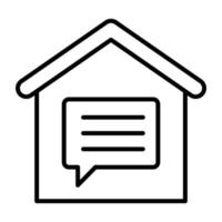 House Chat Line Icon vector