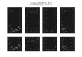 Love Valentine's day social media hand-drawn template. Editable square post frame with copy space. hand drawn simple minimalist design, trending doodle line vector