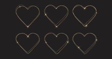 luxury gold hearts valentine's day elements thin outline vector