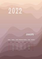 Calendario vertical de enero de 2022 todos los meses por separado. plantilla de planificador personal mensual. pico silueta abstracta fondo colorido degradado, diseño para impresión y digital vector