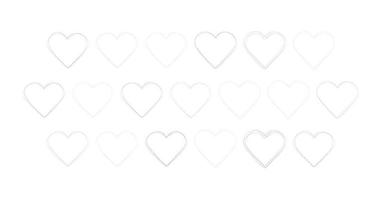 hearts collection valentine's day elements thin outline vector