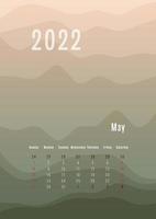 2022 may vertical calendar every month separately. monthly personal planner template. Peak silhouette abstract gradient colorful background, design for print and digital vector