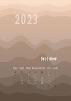 Calendario vertical de diciembre de 2023 todos los meses por separado. plantilla de planificador personal mensual. pico silueta abstracta fondo colorido degradado, diseño para impresión y digital vector