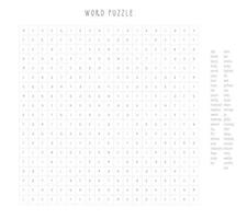 Valentines day word puzzle crossword - find the listed words about love in the brain work puzzle. attentiveness test, riddle game in English. words are located forward and down vector