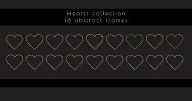 luxury gold hearts valentine's day elements thin outline vector