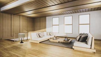 sofá de estilo japonés en la habitación de Japón y el fondo blanco proporciona una ventana para la edición.