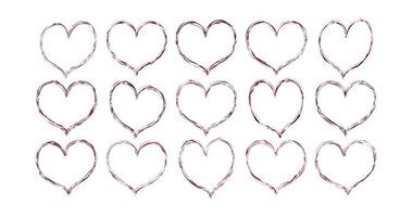 hand drawn hearts valentine's day elements scribble doodle style vector