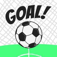 Goal football sport, soccer ball in the net flat style design vector illustration concept with text GOAL above.