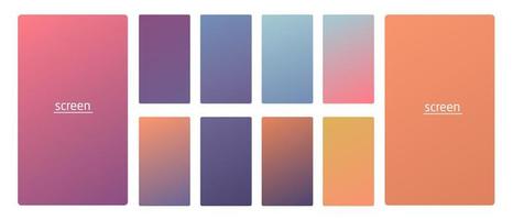 Vibrant and soft pastel gradient smooth color background set for devices, pc and modern smartphone screen soft pastel color backgrounds vector ux and ui design illustration.