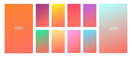 Vibrant and soft pastel gradient smooth color background set for devices, pc and modern smartphone screen soft pastel color backgrounds vector ux and ui design illustration.