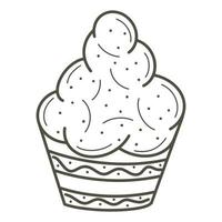 Pastel de crema en objeto aislado estilo doodle vector