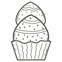 Single cake in doodle style isolated object vector