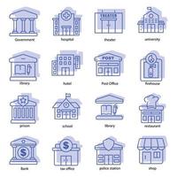 Building icon set. the icon can be used for application icon, web icon, infographics, Editable stroke. Design template vector