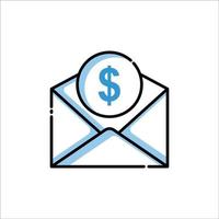 Open envelope icon with dollar. charity symbol, donation. Two Tone line colored Design. the icon can be used for application icon, web icon, infographics. Editable stroke. Design template vector