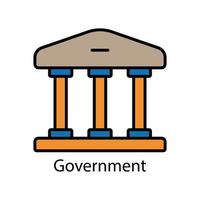 Government building lineal color icon. Editable stroke. Design template vector