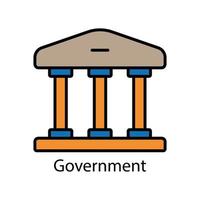 Government building lineal color icon. Editable stroke. Design template vector