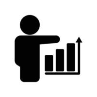 People icon with chart. Business symbol. simple illustration. Editable stroke. Design template vector