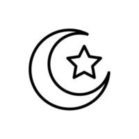 Crescent and star line icon. Design template vector