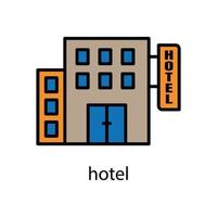 Hotel lineal color icon. Editable stroke. Design template vector