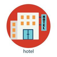 Hotel flat icon. Editable stroke. Design template vector