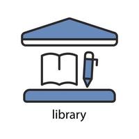 icono de biblioteca. diseño de color de línea de dos tonos. trazo editable. vector de plantilla de diseño