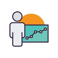 Strategy icon. people and chart icon. Business symbol. lineal color style. editable stroke. Design vector illustration