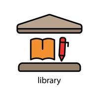 Library lineal color icon. Editable stroke. Design template vector