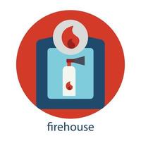 Firehouse flat icon. Editable stroke. Design template vector