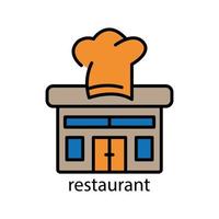 Restaurant lineal color icon. Editable stroke. Design template vector