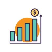 Chart icon with dollar. Business symbol. lineal color style. editable stroke. Design vector illustration