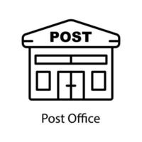 Post office building line icon. Editable stroke. Design template vector