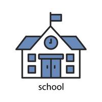 School icon. Two Tone line colored Design. the icon can be used for application icon, web icon, infographics. Editable stroke. Design template vector