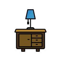 Cupboard and lamp  icon. lineal color style design. design vector