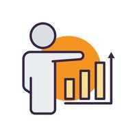 Strategy icon. people and chart icon. Business symbol. lineal color style. editable stroke. Design vector illustration