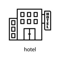 Hotel line icon. Editable stroke. Design template vector