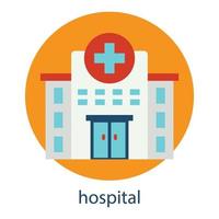 Hospital flat icon. Editable stroke. Design template vector