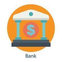 Bank flat icon. Editable stroke. Design template vector