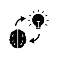 Human brain icon with lamp. Business idea. Business symbol. simple illustration. Editable stroke. Design template vector