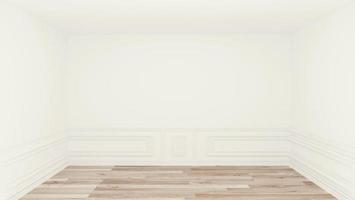 Empty room, clean room,wood floor white wall background. 3D rendering photo