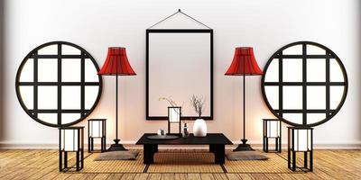 Room Design Japanese-style. 3D rendeirng photo