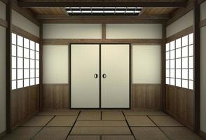 Empty room japanese style with door japan style.3D rendering photo