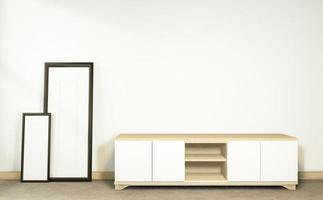 Mueble de tv en habitación tropical vacía estilo japonés - zen, diseños minimalistas. Representación 3d foto