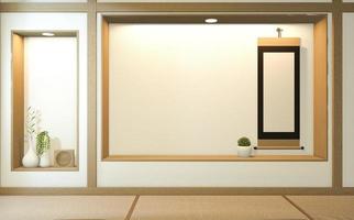 Elegant Interior De La Habitacion Nihon With Papel De La Puerta Y Estante Del Gabinete. Representación 3d foto