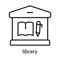 Library building line icon. Editable stroke. Design template vector