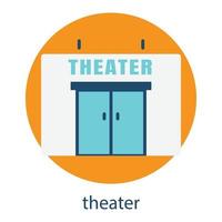 Theater building flat icon. Editable stroke. Design template vector