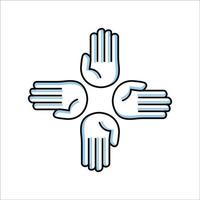 Four hands icon. charity symbol, donation. Two Tone line colored Design. the icon can be used for application icon, web icon, infographics. Editable stroke. Design template vector