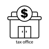 Tax office building line icon. Editable stroke. Design template vector