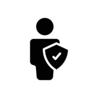 People icon with shield and mark. Business symbol. simple illustration. Editable stroke. Design template vector